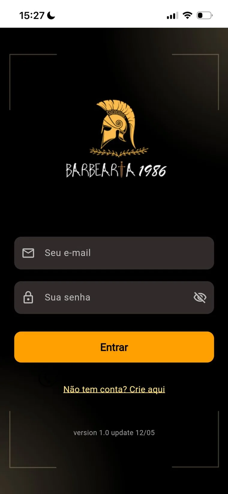 Entrada do app, com autocadastro