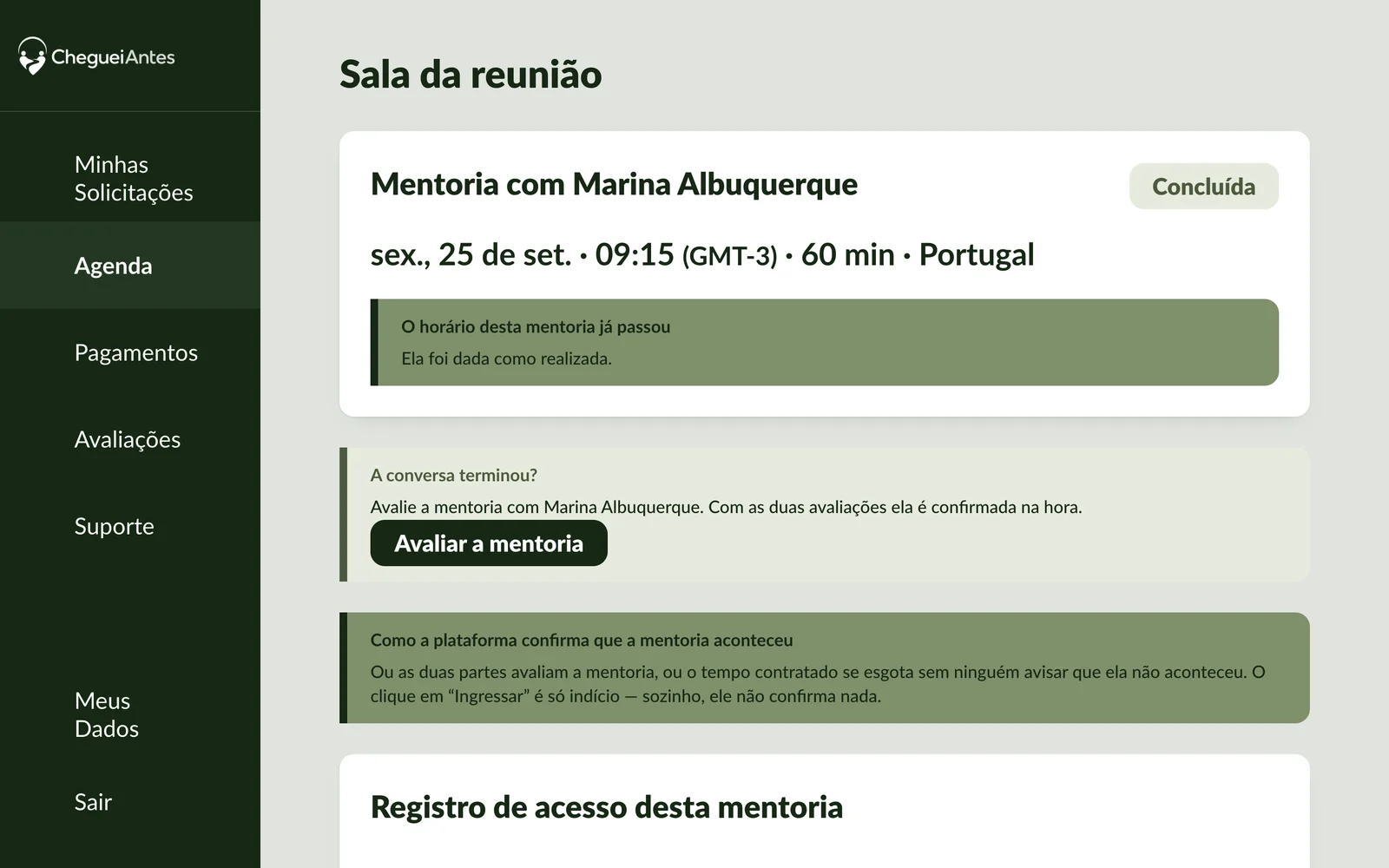 A sala da reunião e o registro de acesso que prova quem entrou
