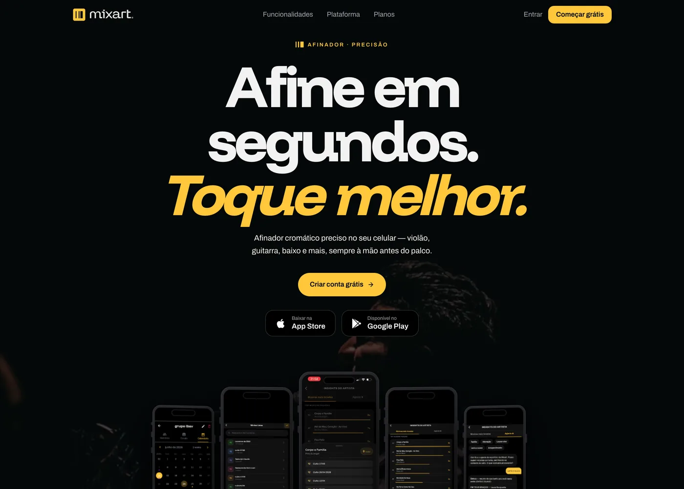 Página da ferramenta Afinador