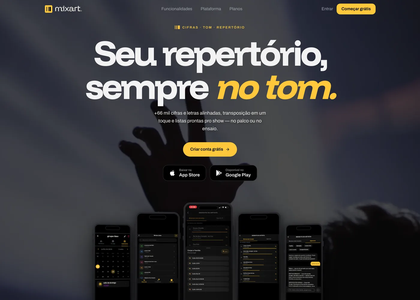 Página da ferramenta Cifras