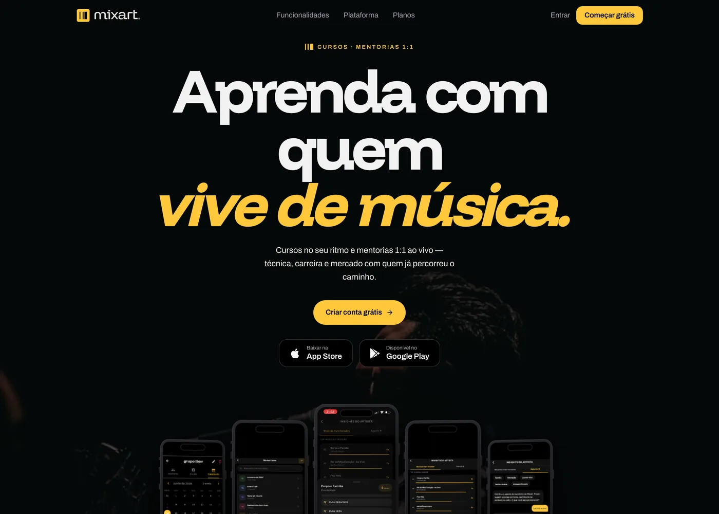 Página da ferramenta Cursos e Mentorias