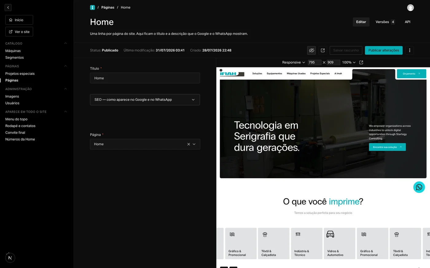 Edição visual: clicar no texto da prévia leva ao campo certo