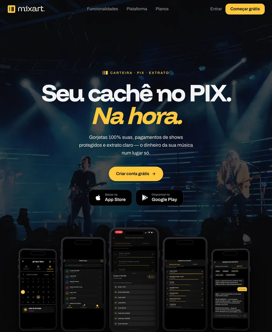 Carteira e repasse por PIX