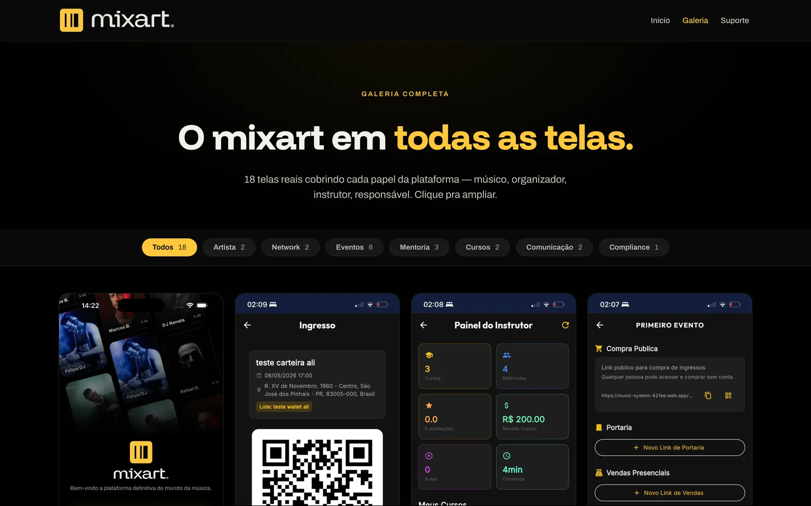 O app em todas as telas