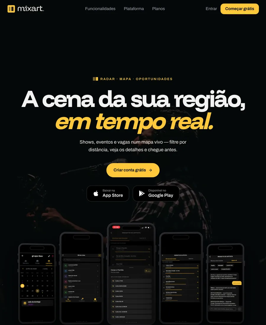 Radar de shows em tempo real