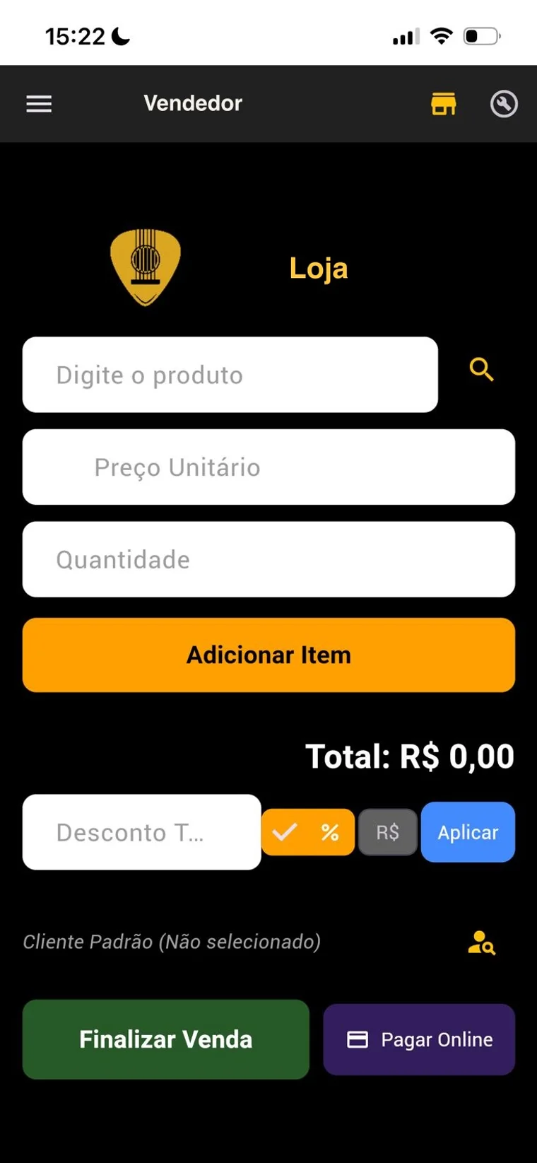 A venda no balcão, com desconto em % ou em reais