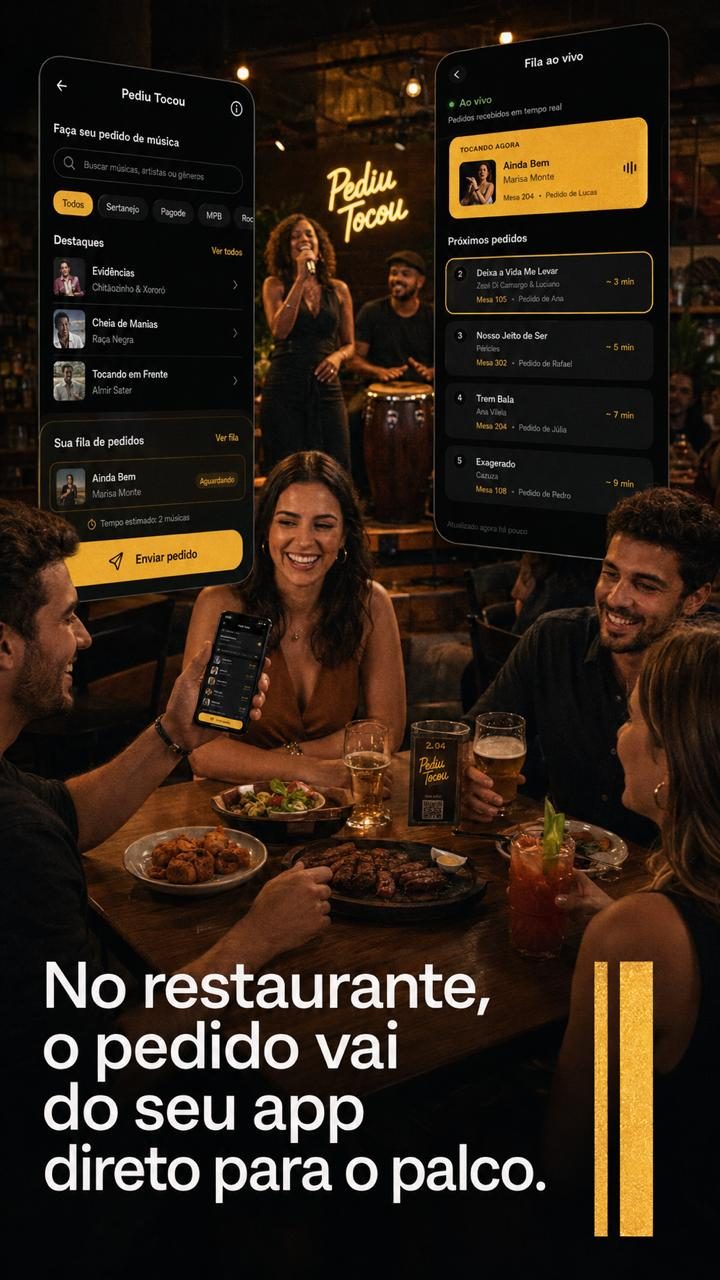 No restaurante, o pedido vai do seu app direto para o palco