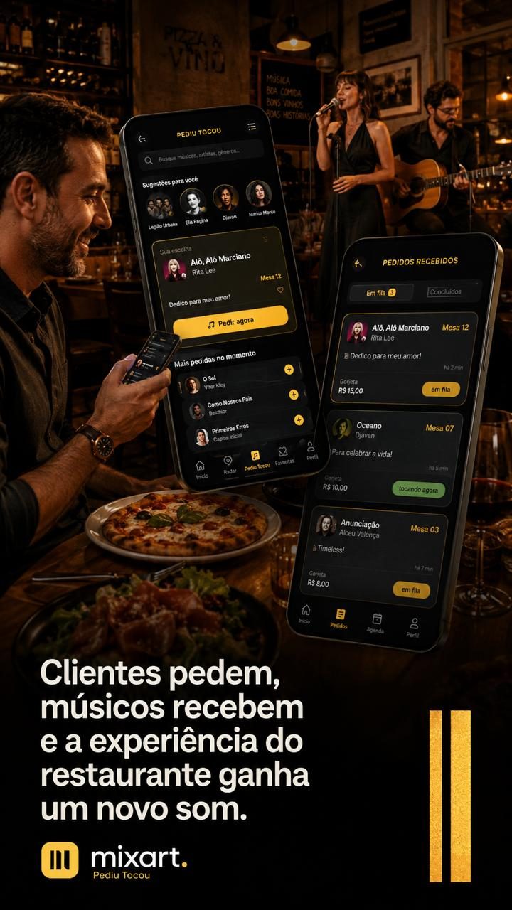 Clientes pedem, músicos recebem e a experiência do restaurante ganha um novo som