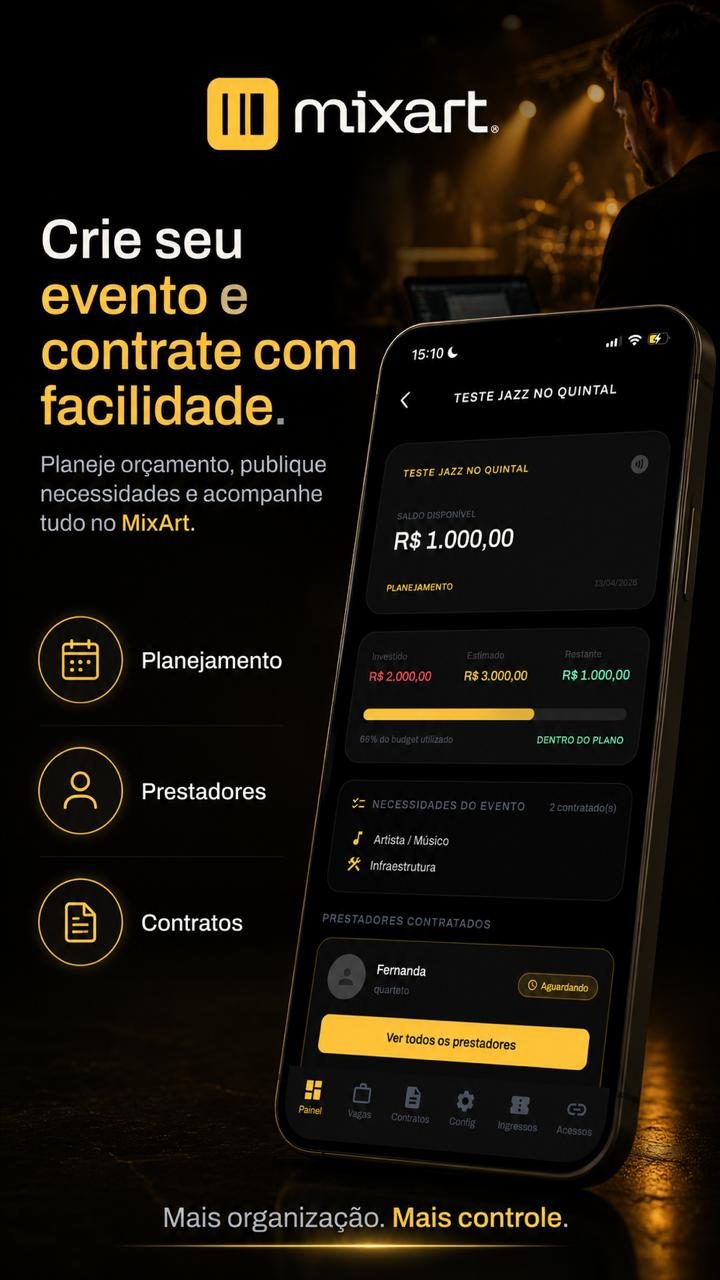 Crie seu evento e contrate com facilidade